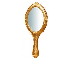 Biscottini Specchio Specchiera a mano stile Shabby in legno con finitura foglia oro anticato misure L14xPR1,5xH28 cm produzione Artigianato Fiorentino Made in Italy