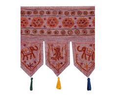 RAJRANG, Decorazione da Appendere per Porta, in Cotone con Ricami e specchietti, Marrone (Braun)