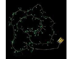 EUROCINSA Striscia Rame con 120 luci LED Verdi statiche e Lampeggianti (Senza batterie) 3 m 1 Pezzo, Taglia Unica.