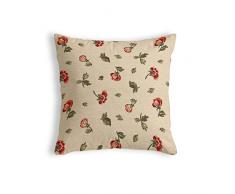 Home Olé - Federa per Cuscino con Motivo Floreale 45 x 45 cm Marrone, Corallo e Beige