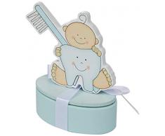 Mopec WD460.03 - Scatola con magnete dente blu con 2 caramelle, legno, taglia unica