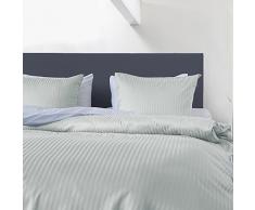 NHL Heckett Lane - Biancheria da Letto, 100% Cotone makò Satinato, a Righe, 155 x 220 cm (80 x 80), Colore: Blu