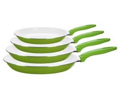 Domestic Top Selection by MÃ¤ser - Set di 4 padelle dalluminio, rivestite in Ceramica ILAG Antiaderente Bianca, da 20/24/28 + 24 cm, Collezione Chiron, Colore Verde
