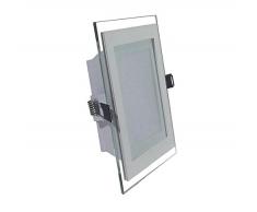 V-TAC 4547 - VT-1881G SQ, lampada LED a pannello da incasso, in vetro di forma quadrata, da 18 Watt, 6000 kelvin, luce bianca fredda da 1620 lumen, fascio di luce da 120°, dimensioni: esterno 198 x 198 mm, altezza 40 mm, trasformatore