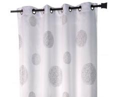 Homemaison HM69851149 - Tenda in Shantung con Ricami circolari, Colore: Bianco/Grigio