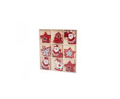 Item International Set 48 Pezzi Decorazione Legno Natale 4 cm, Rosso, 16 x 16 x 1 cm
