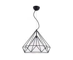 Homemania Lampada A Sospensione Solin Colore Nero in Metallo, Acrilico-Per Salotto, Soggiorno, Cucina, Camera, Ufficio E27, 40 W, Taglia unica