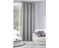 Eurofirany Tenda Liscia, Tinta Unita, Grigio con Occhielli in Metallo, 150 g/m2, 140 x 250 cm, 1 Pezzo Stile scandinavo, Design Moderno, per Soggiorno, Camera da Letto