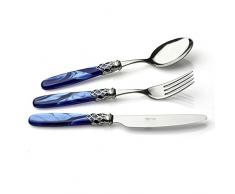 D&D - Domus And Design France Set Posate in Confezione Vetrina, Acciaio 18/10 / Metcrilato, Blu Perlato