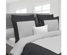 Heckett Lane Biancheria da Letto Reversibile 100% Cotone Percalle Lina 140 Silver Grey/Castle Grey