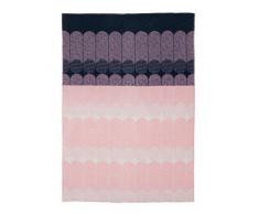 normann copenhagen Ekko - Coperta in Lana Vergine, 130 x 180 x 2 cm, Colore: Marine/Rosa