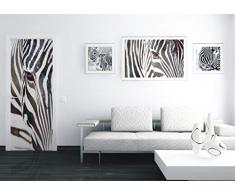 AG Design WB 8205 + FTV 0211 Bordo Autoadesivo, 0,14 x 5 m, Zebra + Carta Foto Carta da Parati â 1 Adattatore Zebra, Bordo: Pellicola autoadesiva/Foto Sfondo: Carta, colorato, 90 x 202 cm