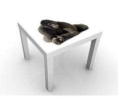 Apalis Tavolino Design Lying Gorilla 55x55x45cm, Tischfarbe:Weiss;GröÃe:55 x 55 x 45cm