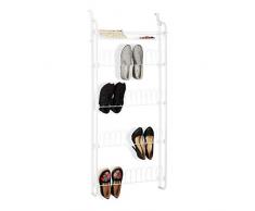 Relaxdays Scarpiera Ingresso, 12 Paia, Cestino, da Appendere, su 4 Livelli, Ferro, HLP 144x60x19 cm, Bianco