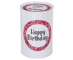 Out of the blue Salvadanaio in Metallo, Happy Birthday, Bianco, 15x10x10