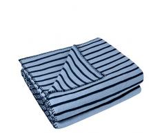 Zoeppritz since 1828 - Coperta in Pile a Righe con Punto Uncinetto, Morbida, 160 x 200 cm, 515 Water, 160 x 200 cm