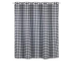 Wenko Tenda da Doccia antimuffa Fashion Flex Antibatterica, Impermeabile, Lavabile, Resistente alla Muffa, con Sistema di Sospensione Integrato, Poliestere, Nero, 200 x 180 cm