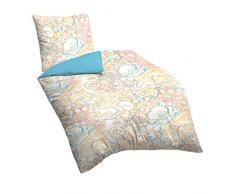 Biberna 635 964 - Set di Biancheria da Letto (Certificazione Oeko-Tex Standard 100, MAKO, Cotone, Raso), Blu, 155 x 220 cm