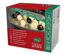 Konstsmide catena luminosa decorativa a LED, Nero/Grigio/Bianco cotone palline, piccolo, 16Â diodi a luce bianca calda, 24Â V trasformatore interno, cavo trasparente 3135Â âÂ 573
