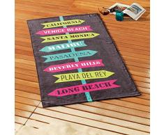 Linea decorazione asciugamano di spiaggia 70Â x 150Â cm spugna velluto stampa lungo Beach, Cotone, Multicolore, 150Â x 70Â cm