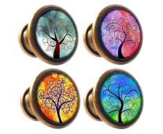 Knuttys Knobs 4 x Alberi della Vita Finitura Ottone Anticato 30 mm cassetti Armadio pomelli