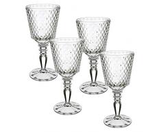 Villeroy&Boch 11-7319-8120 Villeroy & Boch-Boston Flare - Set di 4 calici da vino bianco con motivo a rombi, lavabili in lavastoviglie