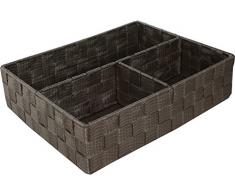 Compactor Cesto, 3 Scomparti, 32 x 25 x 8 cm, Tessuto Intrecciato, Talpa, Tessuto, Beige
