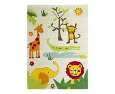 Jute & Co Tappeto per Cameretta Bambini, Cotone Taftato, Multicolore, 100 x 140 cm
