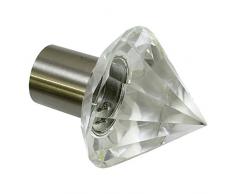 Gardinia Terminali per aste per tende, 2 x Terminali a punta sfaccettata, Serie Chicago, Metallo, Acciaio inossidabile, Diametro 20 mm