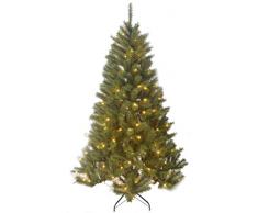 Black Box Trees 1002219-02 Albero di Natale artificiale Delmonto illuminato, Altezza 230 cm, diametro 140 cm, 300 luci a LED, 1235 rami, PVC rigido e morbido ago, punte pianta