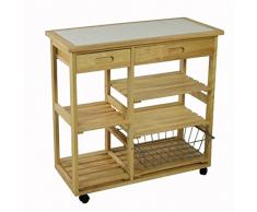 Vacchetti Giuseppe 4116260000 Carrello Cucina, 4 Piani e 1 Cestello e 2 Cassetti, Legno, Beige, 81 x 39 x 85 cm
