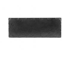 H&H Set 4 Piatti decoro Ardesia, in Melamina, Nero, 10x31 cm