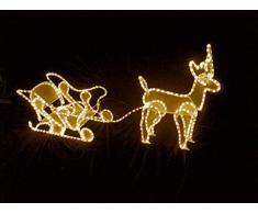 Giocoplast Natale Tubo LED Bianco Caldo, 220-240V Ip44, Renna:60X50X11Cm Slitta:30X60X30Cm, Multicolore
