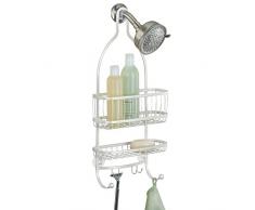 InterDesign York Lyra Mensola doccia da appendere | Scaffale doccia con 2 cestini e 4 ganci | Mensola vasca da bagno antiruggine | Metallo madreperla