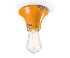 Ferroluce Retrò Plafoniera Minimal Base Circolare E27, Giallo