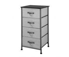 iDesign Basic Comodino 4 cassetti, Cassettiera compatta per Il Soggiorno o la Camera da Letto in Metallo e Stoffa, Grigio Grafite, 48,0 cm x 42,6 cm x 95,0 cm