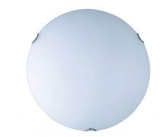 Velamp Saphir Plafoniera Tonda in Vetro Satinato, Diametro 30cm. Attacco per 1 Lampadina E27. Compatibile LED. Montaggio Semplice. Design Elegante, Bianco