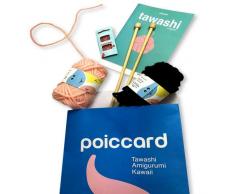 Kit Maglia per Realizzare Due Spugne Ecologica tawashi Origami. Kit di Maglia con Foglio e 2Â Gomitoli di Collegamento Nero e Rosa Chiaro. Ideale per la Decorazione Cucina o Bagno