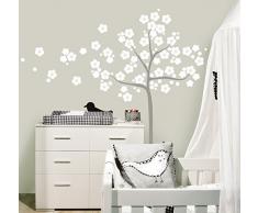 MYVINILO - adesivi murali per bambini - Sakura / bianco / argento (150 x 165 cm)