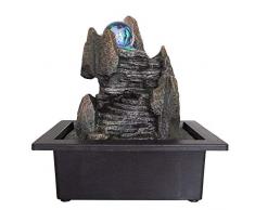 ZenLight - Fontana da Interno Zen Scala Stile Scala di Acqua Naturale con Pompa e Illuminazione LED - 23 x 17 x 25 cm