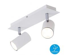 Briloner Leuchten Plafoniera LED da soffitto con 2 faretti direzionabili e Regolabili â Compatibile con lampadine GU10 di Max. 40 Watt â Ideale per so W, Bianco