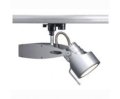 Navigator, Spot per guide â Corrente Ad Alto Voltaggio 3phasen, Hit, TC CE, Silbergrau, senza riflettore, 70 W, con adattatore 3phasen