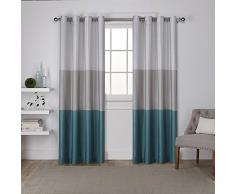 Exclusive Home Tende Exclusive Home Chateau a Righe in Seta Sintetica con Occhielli Tenda della Finestra Pannello Coppia, Poliestere, Teal, 54x84