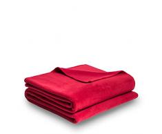 zoeppritz since 1828’, Coperta in Morbido Pile con Punto duncinetto da 160 x 200 cm, Poliestere, Viscosa, 365 Fragola, 160 x 200 cm