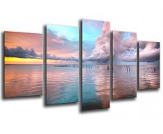 Quadro Su Legno, Paesaggio Tramonto Mare, 165 x 62cm, Stampa in qualita fotografica. Ref. 26037