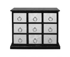 Premier Housewares 2403249 Cassettiera di 9 Cassetti Affollato Avorio e Coccodrillo Effetto Pelle Nero con Maniglie in Metallo