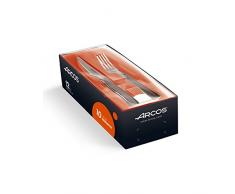 Arcos Coltelleria da Tavola - Set di Coltelli da Bistecca 12 Pezzi (6 Coltelli + 6 Forchetta) - Monoblocco Unipezzo Colore Argento