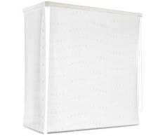 ECO-DuR 4024879003104 - Tenda A Rullo per Doccia, con Contenitore per Montaggio A Soffitto, Angolare, Motivo con Scritta Shower Bianca