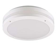 Reality Leuchten R62151131 - Plafoniera LED da esterni Kendal, in plastica bianca, con 12 Watt LED