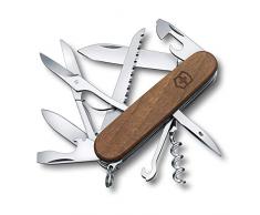 Victorinox Huntsman Wood-Coltellino Tascabile (13 funzioni, Forbici, cavatappi, Sega Legno, in Confezione Blister, Marrone, 91mm